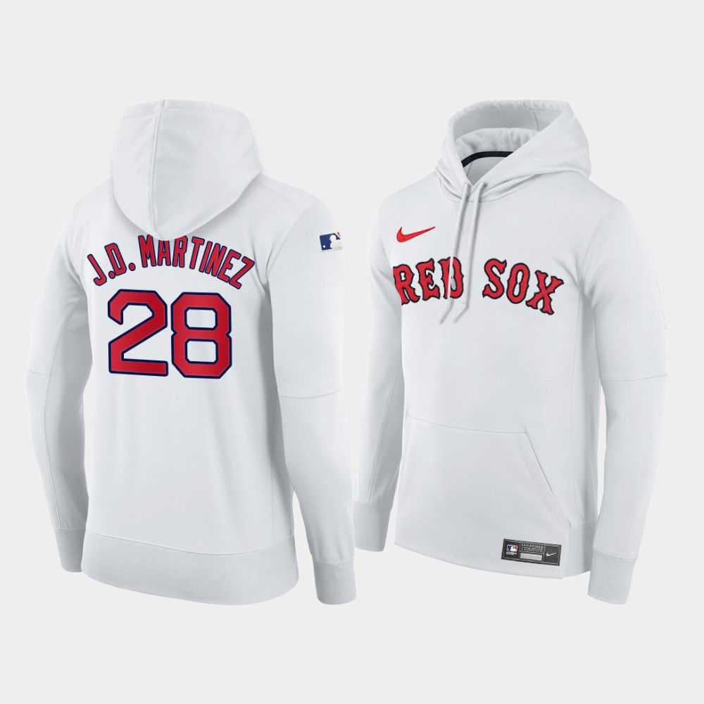 Men Boston Red Sox 28 J.D.Martinez white home hoodie 2021 MLB Nike Jerseys